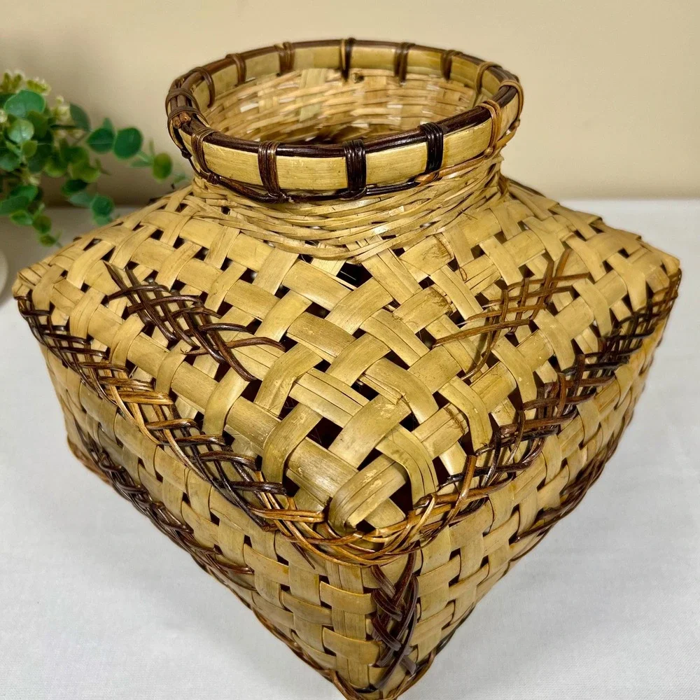 Vintage Japanese KEBANA Bamboo Basket Vase
